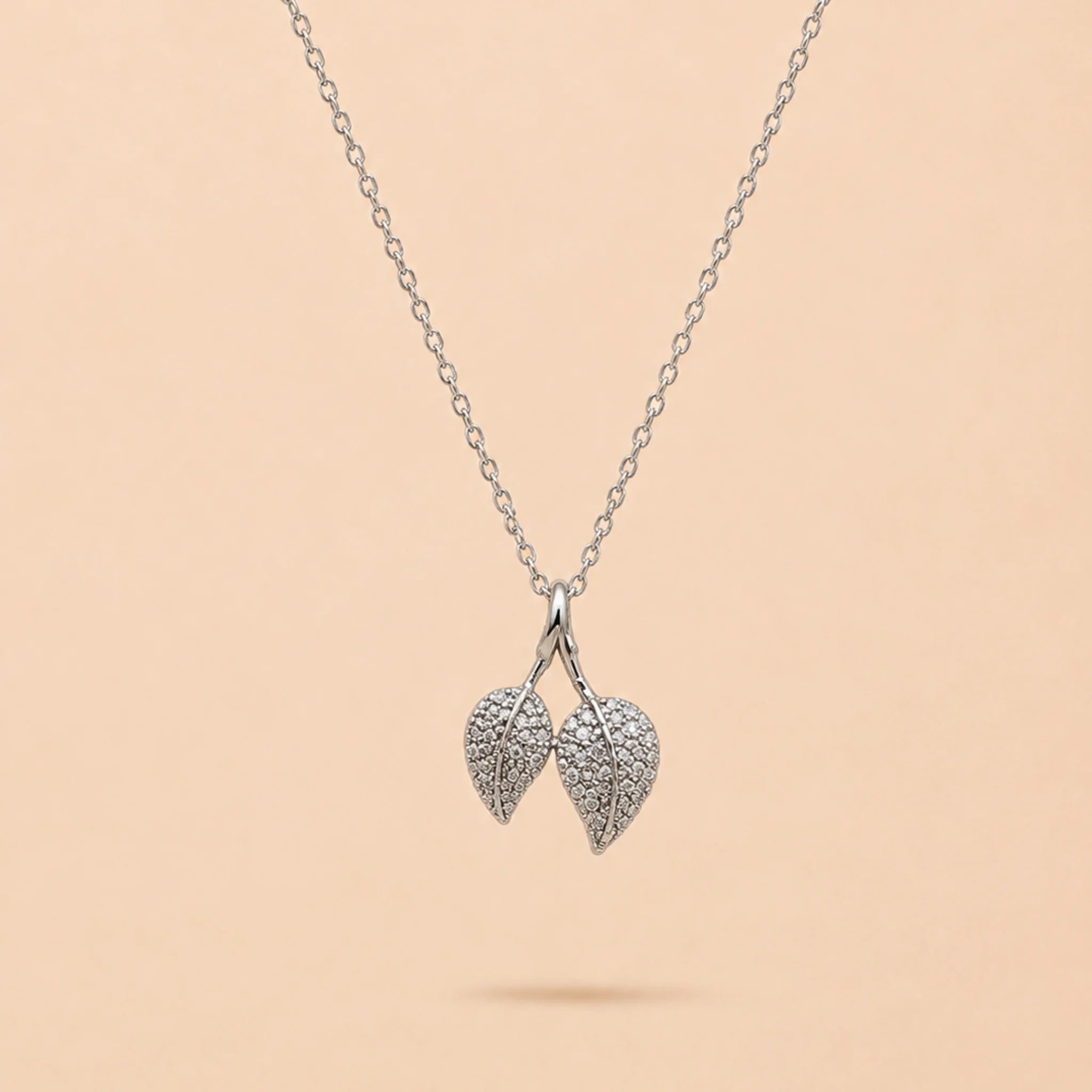 Silver Leaf Drop Necklace & Earrings Set