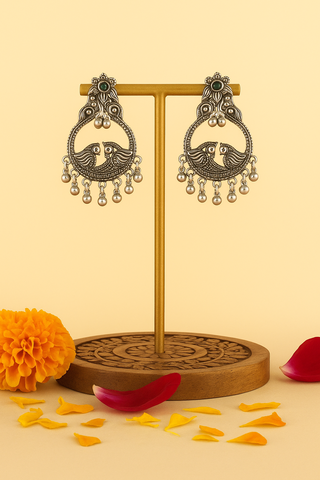 Lotus Hoop Drop Earrings