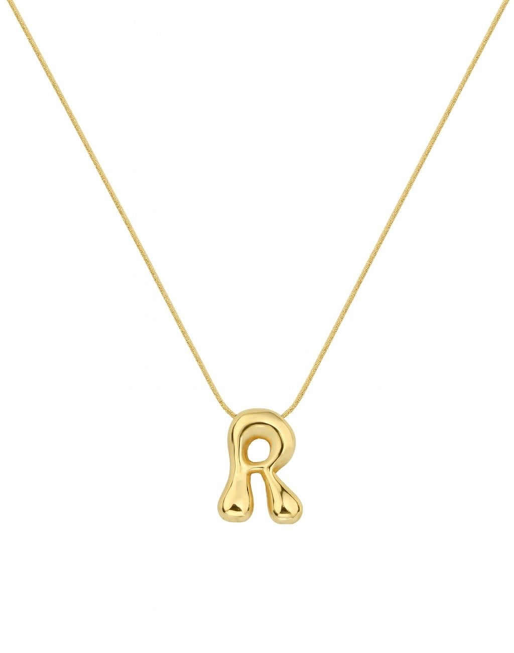 Gold R Pendant Necklace