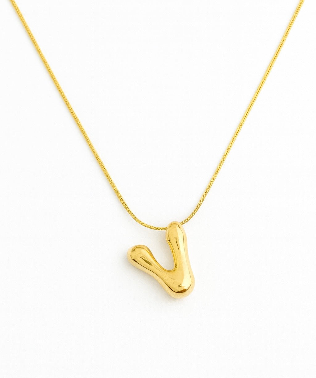 Gold V Pendant Necklace