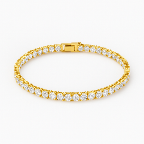 Gold Tennis Bracelet with white Stones