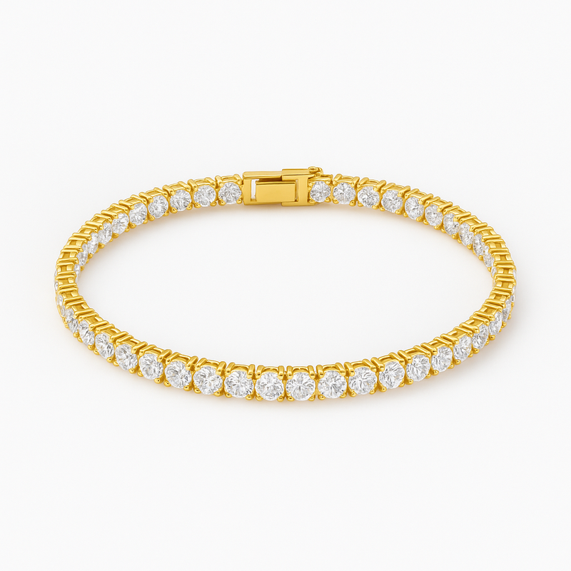 Gold Tennis Bracelet with white Stones