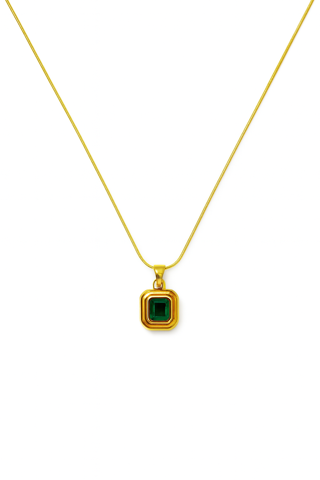 Emerald Square Solitaire Pendant