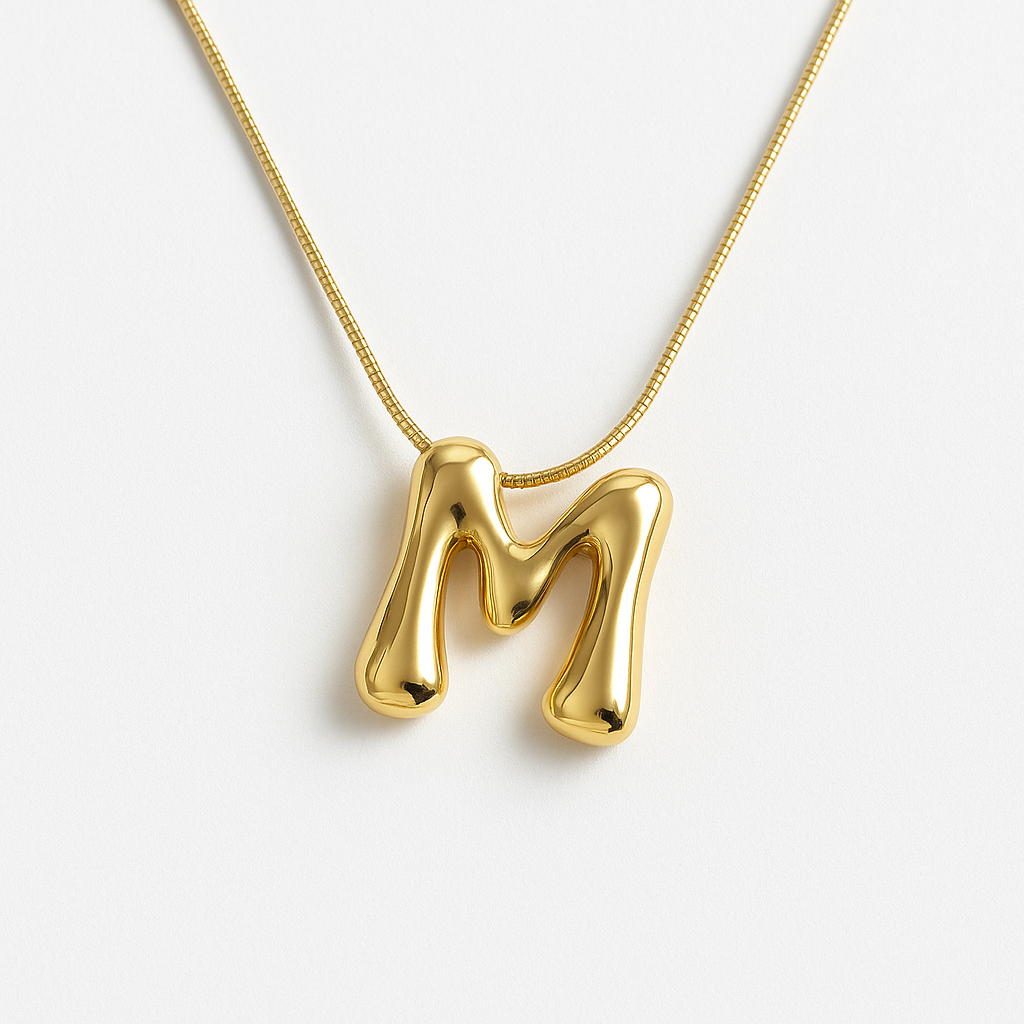 Gold M Pendant Necklace