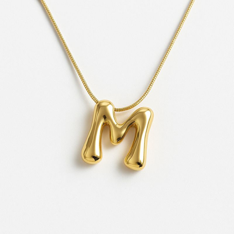 Gold M Pendant Necklace