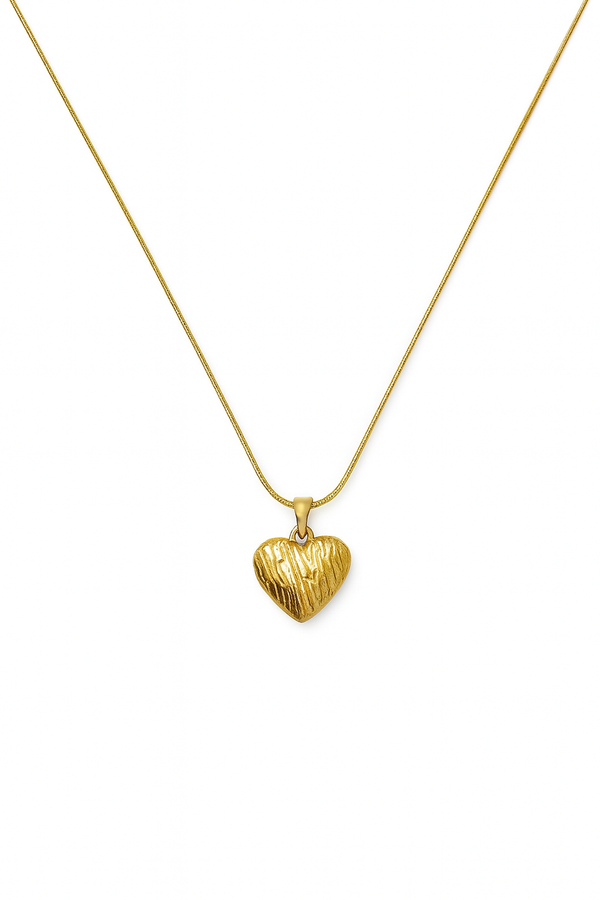 Textured Heart 18k Gold Pendant