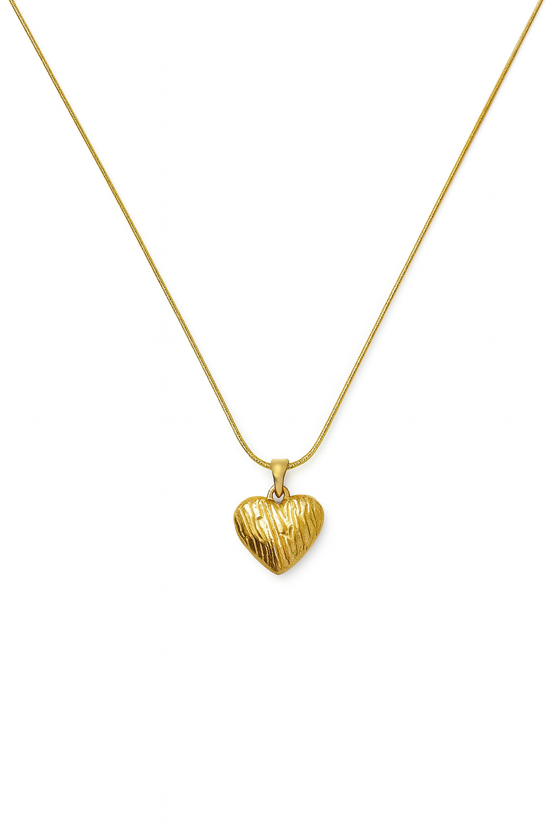 Textured Heart 18k Gold Pendant