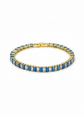 Gold Tennis Bracelet with Blue & White Stones