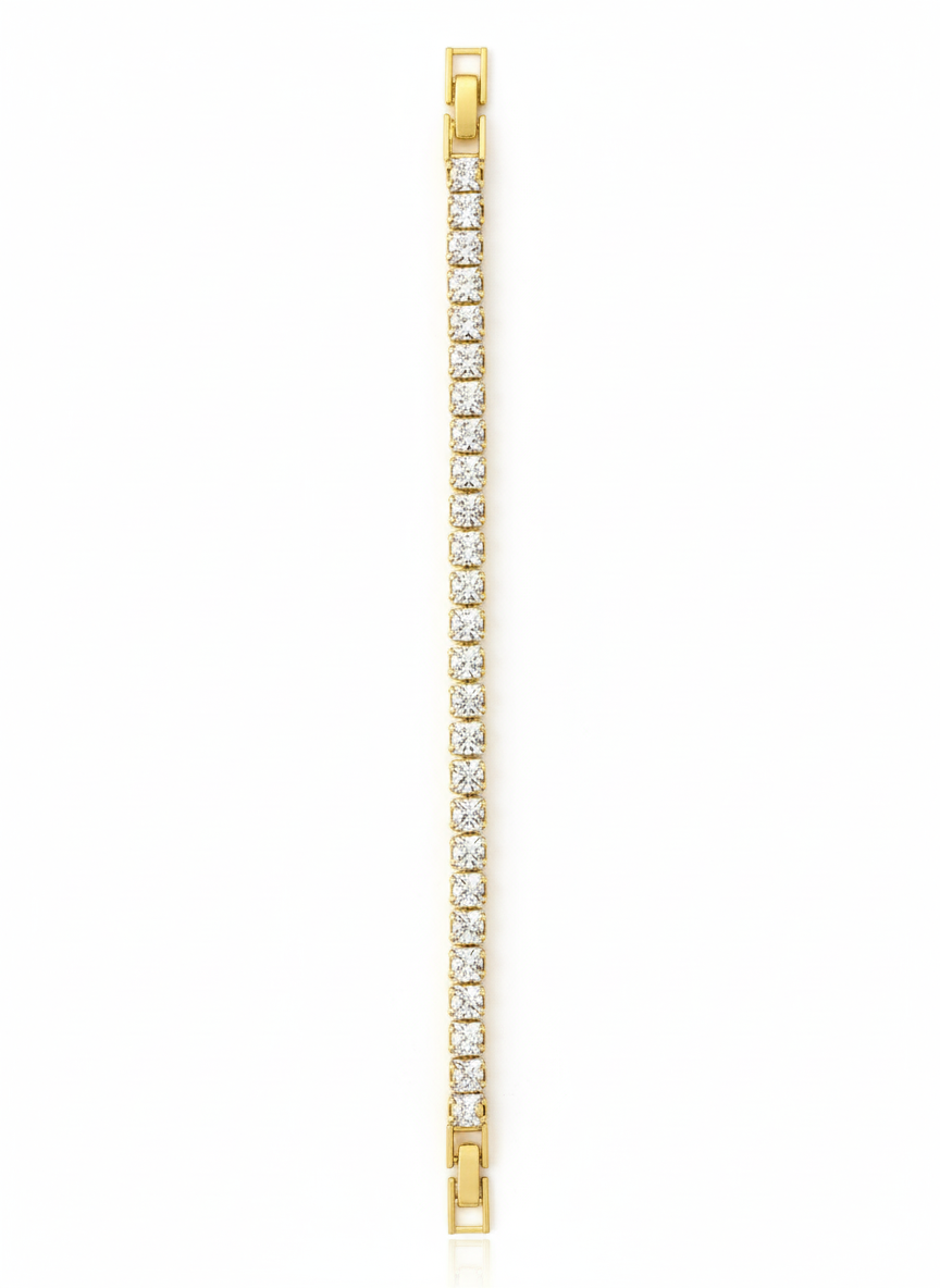 Gold Tennis Bracelet with white Stones