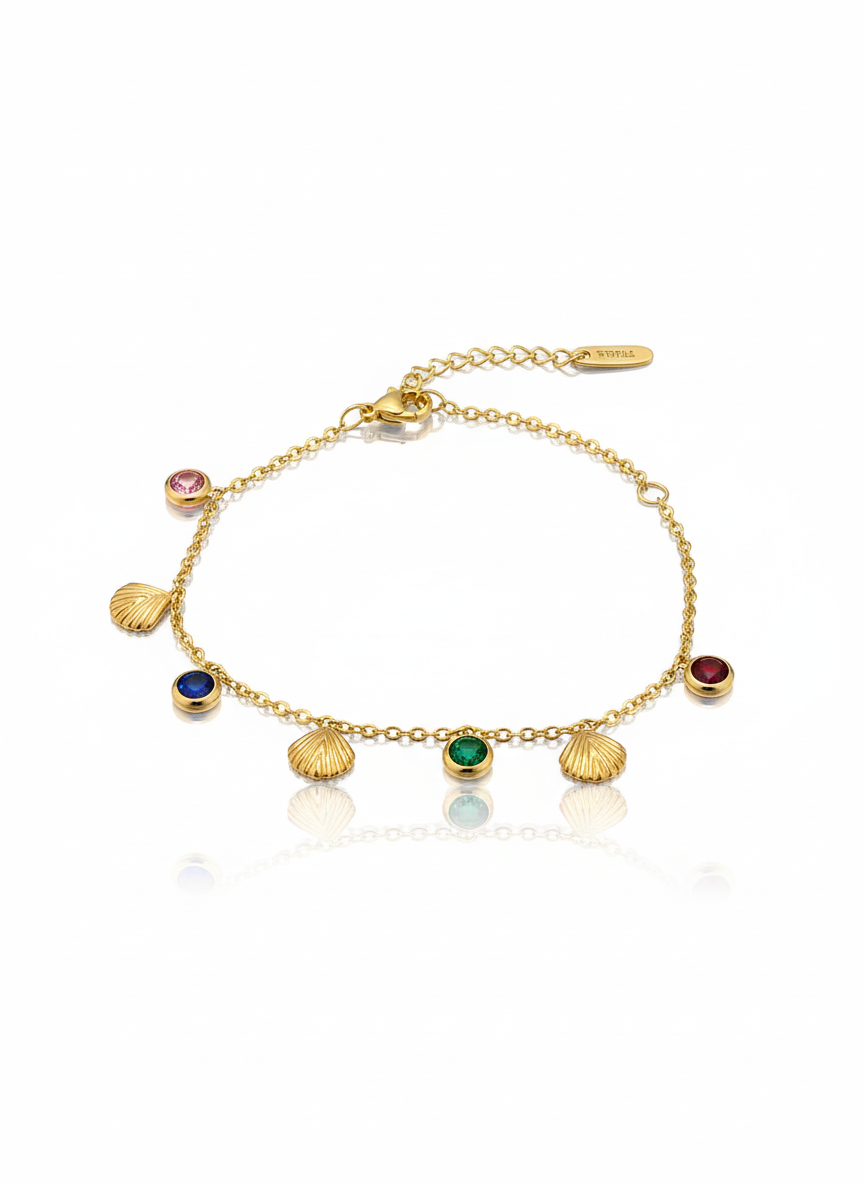 Gold Charm Bracelet with Seashells