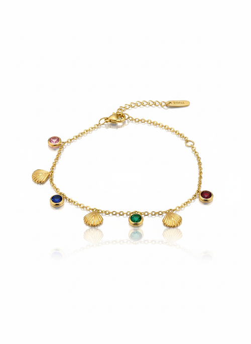 Gold Charm Bracelet with Seashells