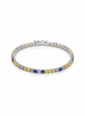 Gold Tennis Bracelet with yellow and blue Stones
