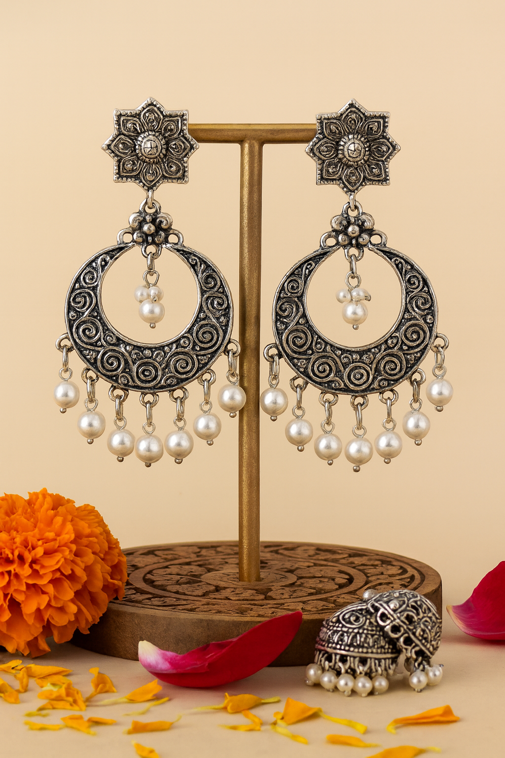 Twin Peacock Jhumka Earrings