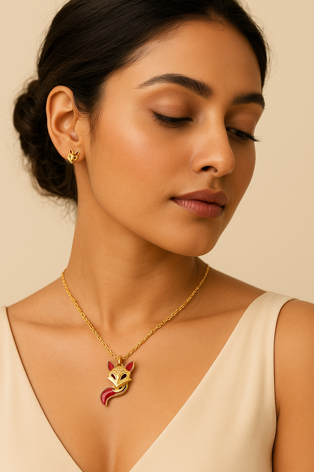 Golden Fox Pendant Necklace