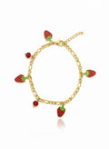 Gold Strawberry Charm Bracelet