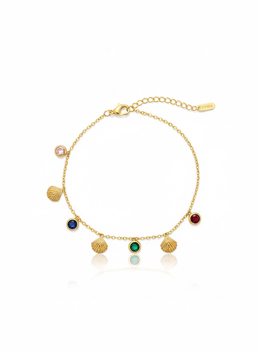 Gold Charm Bracelet with Seashells