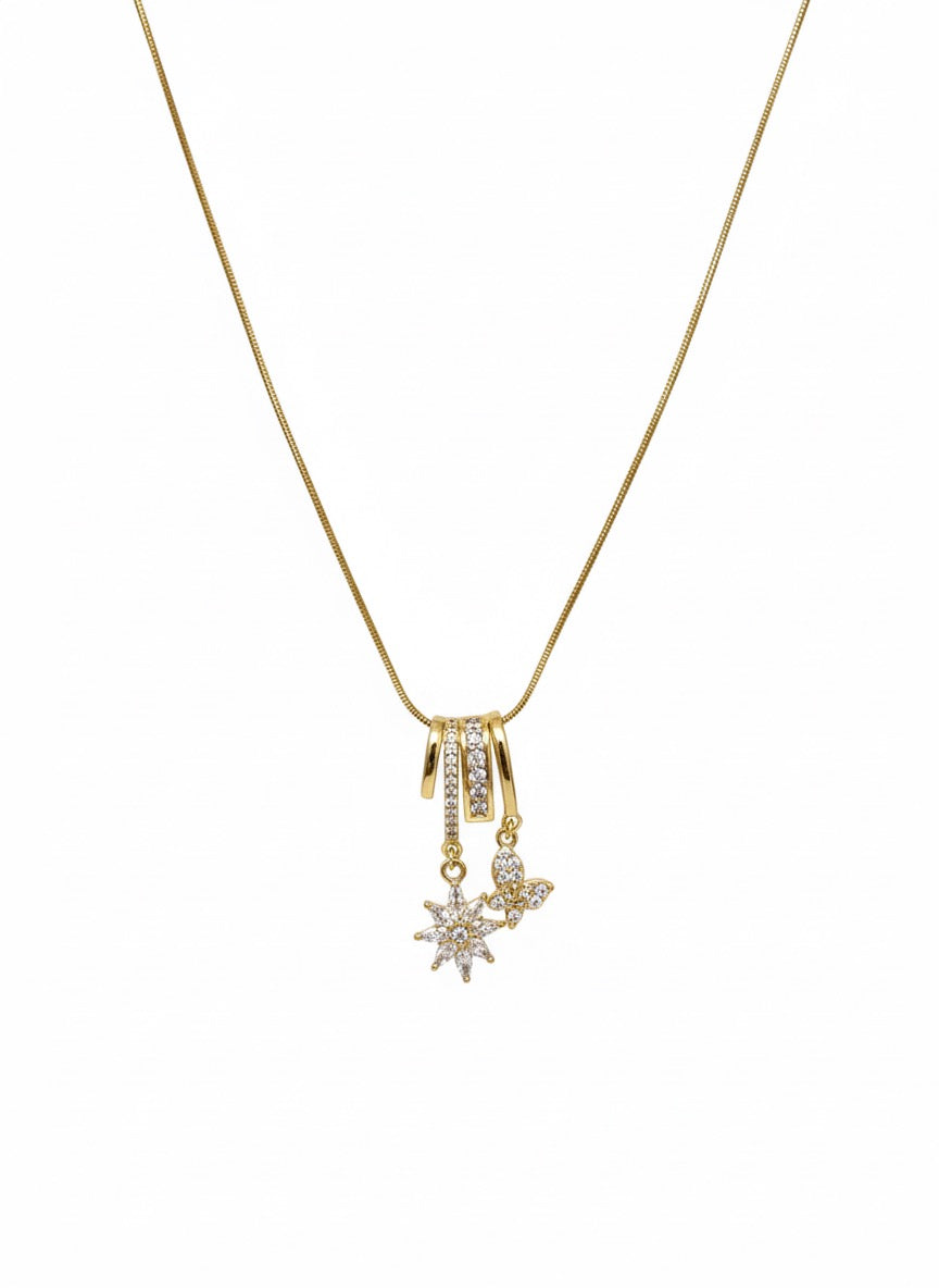 Star & Butterfly Dangle 18k Gold Pendant