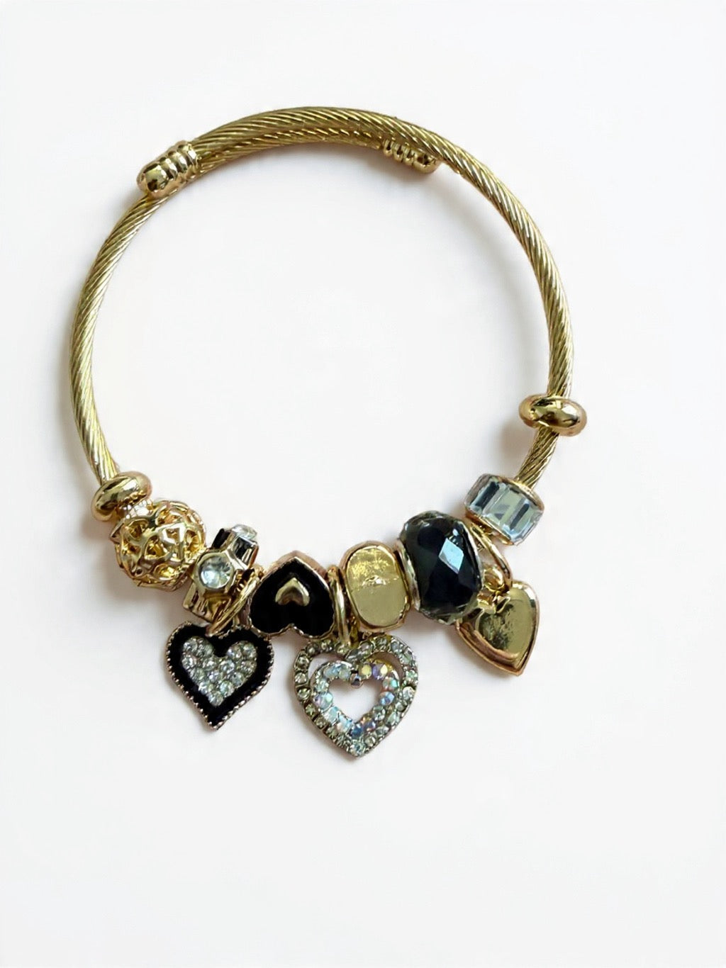 Midnight Hearts Charm Bracelet