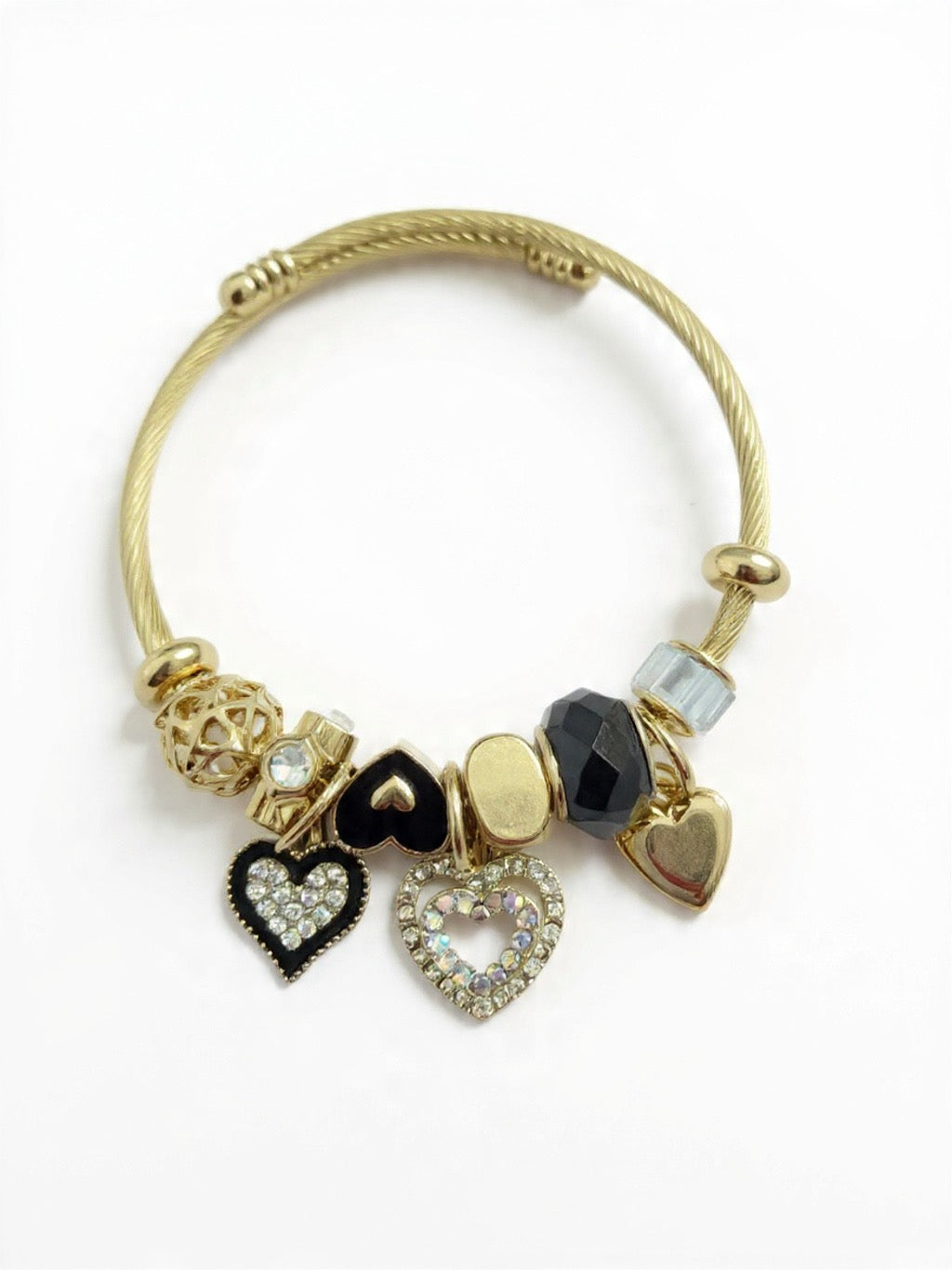 Midnight Hearts Charm Bracelet