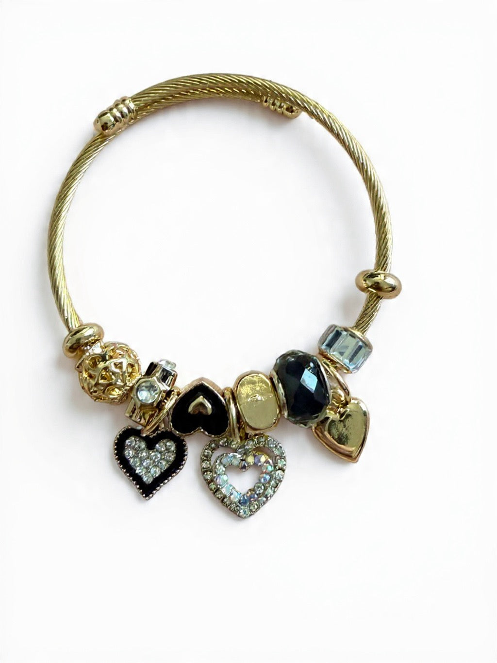 Midnight Hearts Charm Bracelet