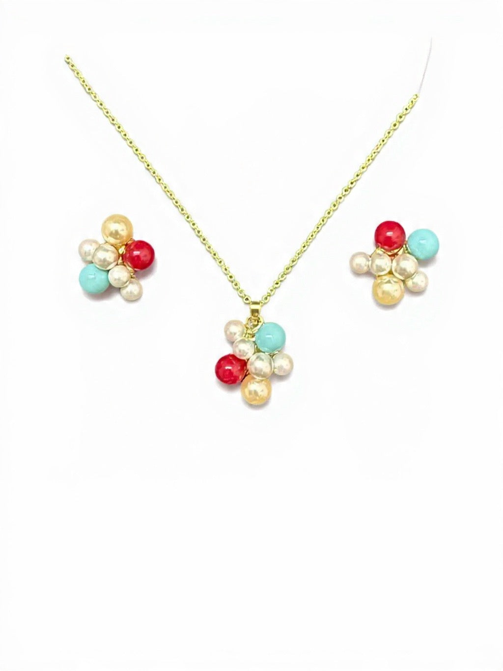 Multicolor Pearl Bubble Pendant Set