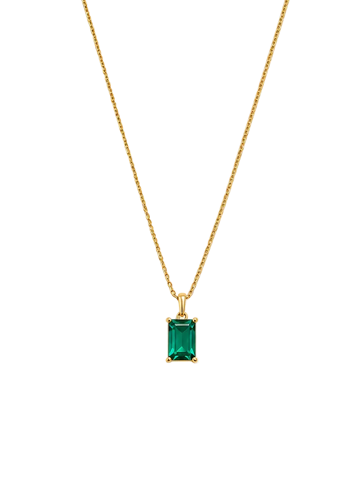 Emerald Solitaire Pendant - Sunzine jewellery